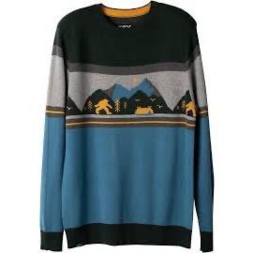 KAVU Highline Men’s Big Foot Sasquatch Long Sleeve Pullover Crew Neck Sweater S